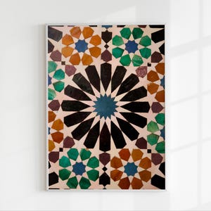 Moorish Geometry Tile Wall Art – Islamski wzór andaluzyjski – Pobieranie cyfrowe