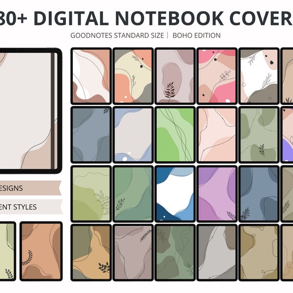 Goodnotes Boho Cover Minimalistisches digitales Notizbuch digitales Journal Cover für Notability Boho Aesthetic Notepad digital Planner Covers beige