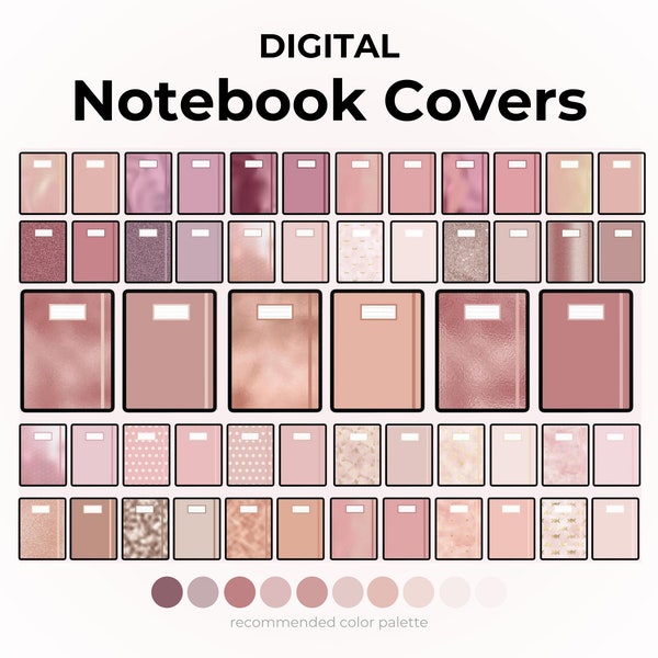 Digitales Notizbuch Cover Pack Rose Gold für iPad Minimalistic Chic Cute Covers für Goodnotes Planer und digitale Journals