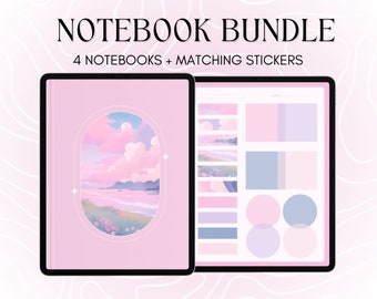 Digital Notebook set aesthetic pastel digital stickers Washi tape sticky notes Goodnotes Note taking Note templates digital planning journal