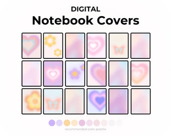 Digital Notebook Cover Aura aesthetic minimalistic for GoodNotes, Notability, and other note-taking apps, pastel gradient aesthetic planner