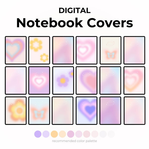 Digital Notebook Cover Aura aesthetic minimalistic for GoodNotes, Notability, and other note-taking apps, pastel gradient aesthetic planner