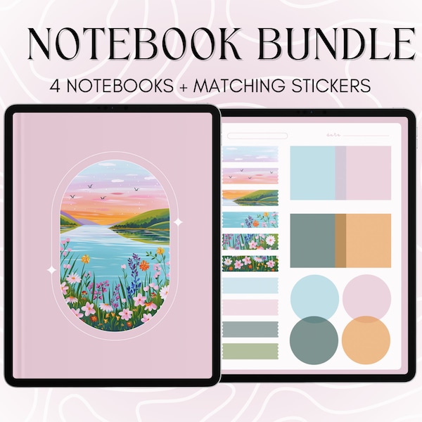 Digitales Notebook Bundle digitale Aufkleber Washi Tape Haftnotizen für Goodnotes Notizaufnahme Notizvorlagen für digitale Planung und Journal