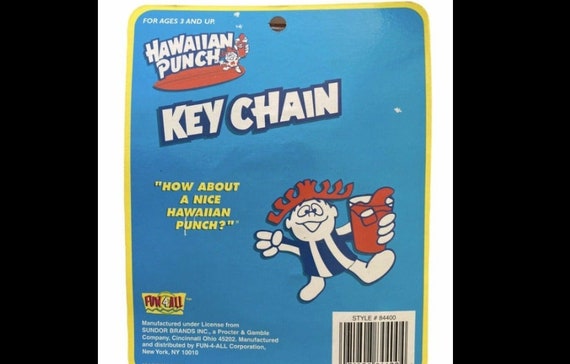 Vintage Hawaiian Punch Punchy Mascot Key Chain New on Card 90's