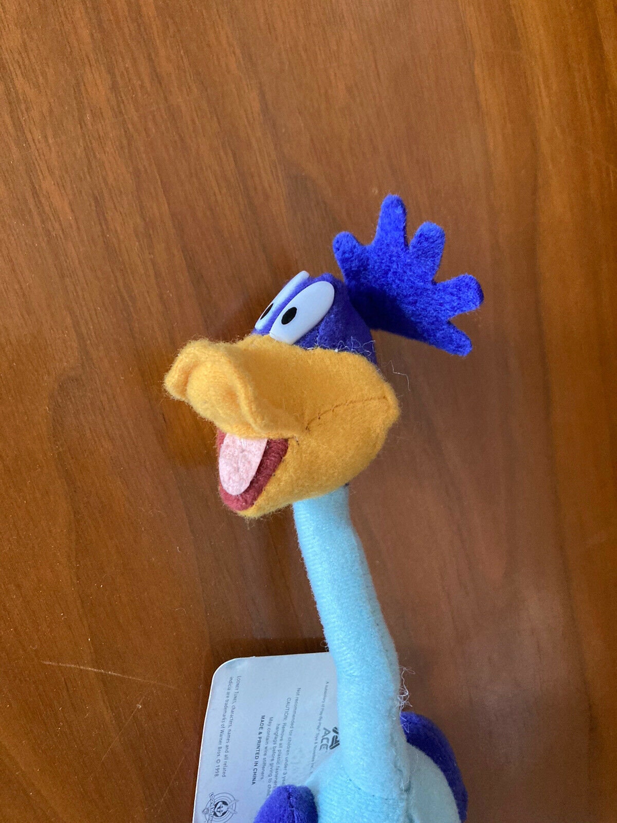 NEW Vintage 1998 Looney Tunes Road Runner Plush Toy Warner