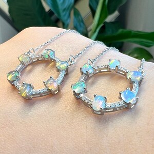 15&quot; - 17&quot; Super Flashy Opals Necklace Pendant S925 Sterling Silver