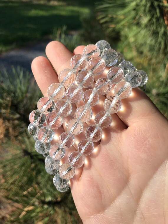 Faceted Clear Quartz Bracelet ~ Crystal Quartz Bracelet