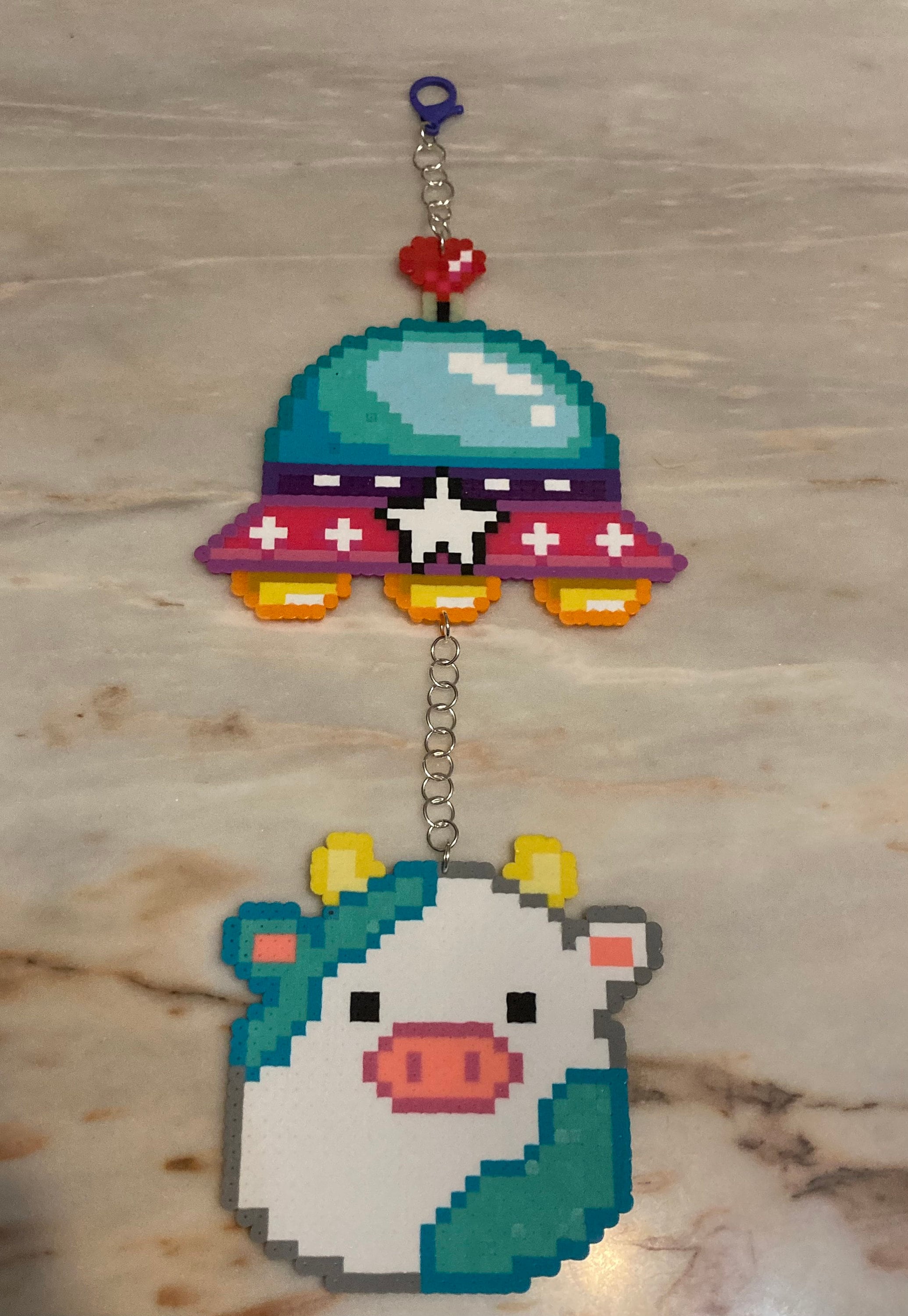 Squishmallow Cow UFO Alien Abduction Perler Dreamcatcher Etsy