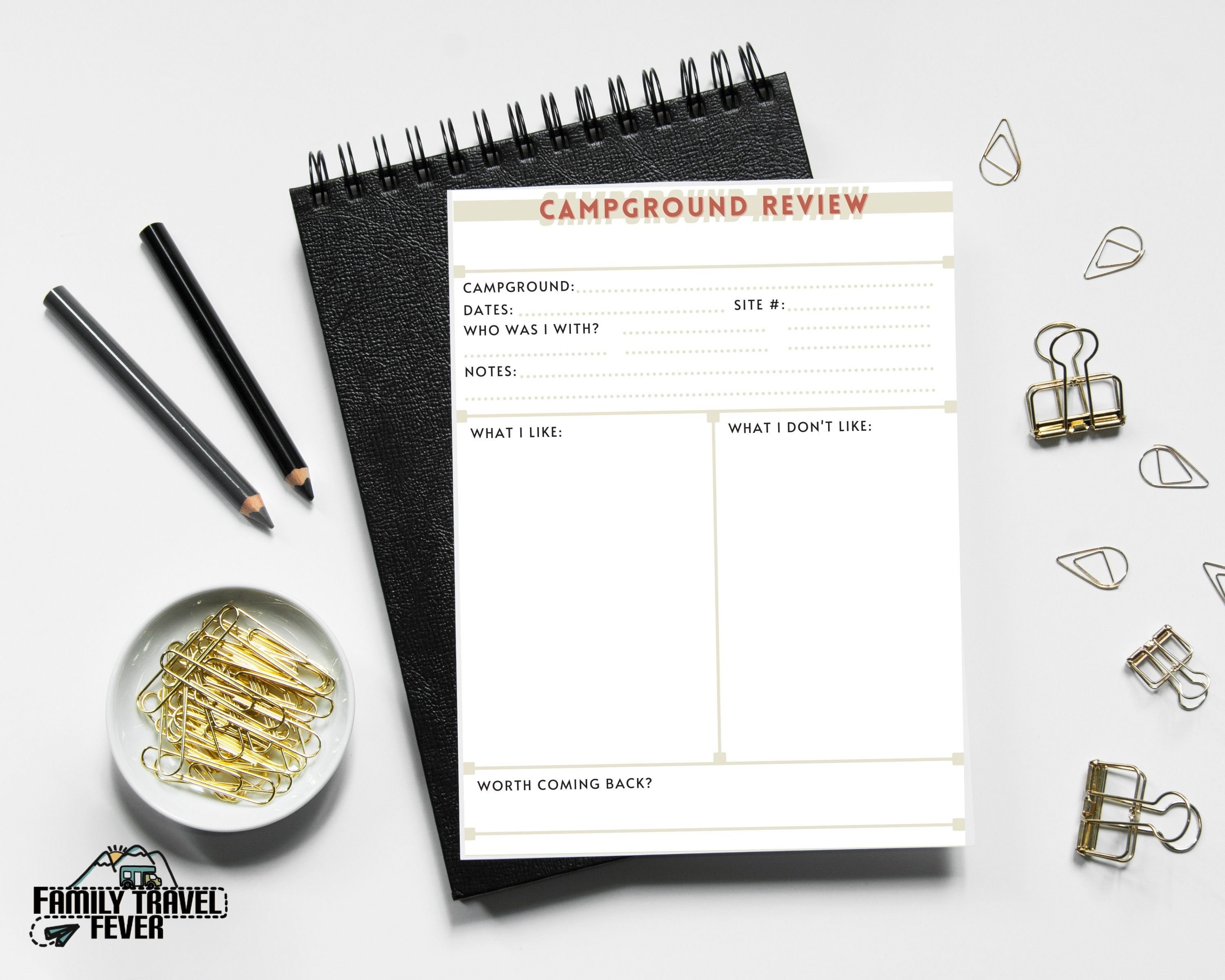 RV Campgrounds Review One Page Printable Travel Journal Page Printable ...
