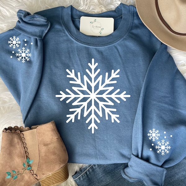 Snowflake Sweatshirt/Christmas Sweatshirts/Crewneck Sweatshirt/Women's Sweatshirt