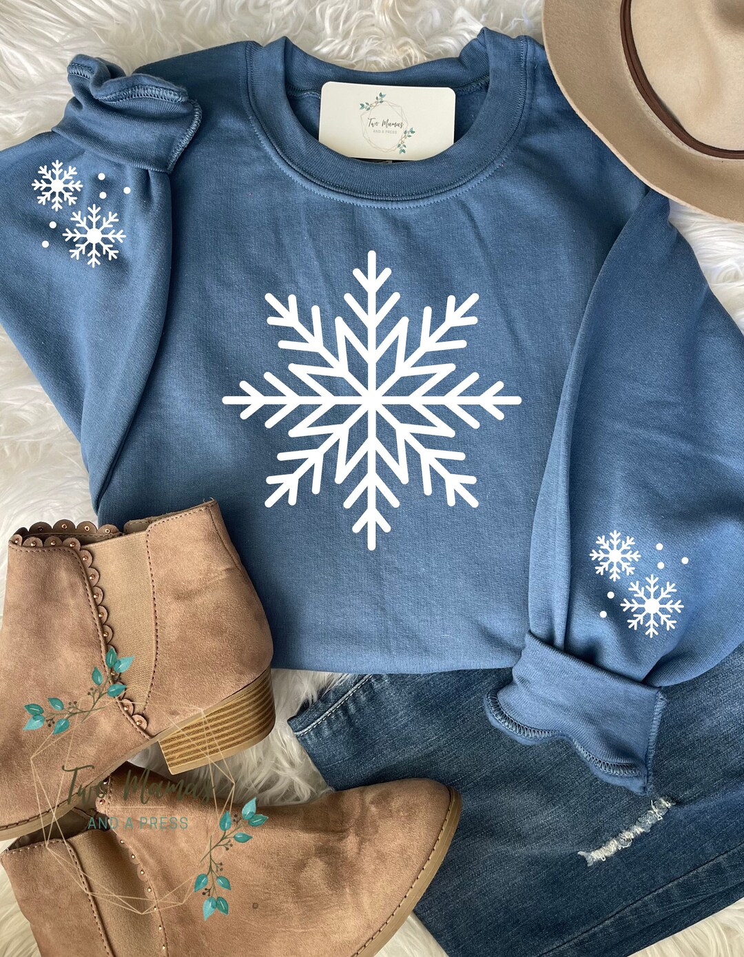 Snowflake and Truck Print Christmas Sweater