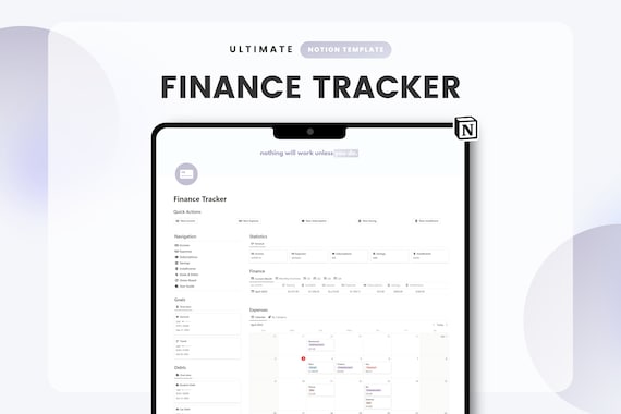 Notion Finance Tracker Template, Monthly Budget, Personal Finance (Digital Download)