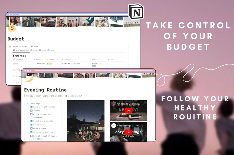 Notion BTS, Student Notion Template Planner, Aesthetic BTS Notion