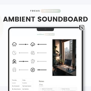 Ambient Soundboard Notion Widget | Focus Widget | Notion | Widgets for Notion Templates | Notion ADHD