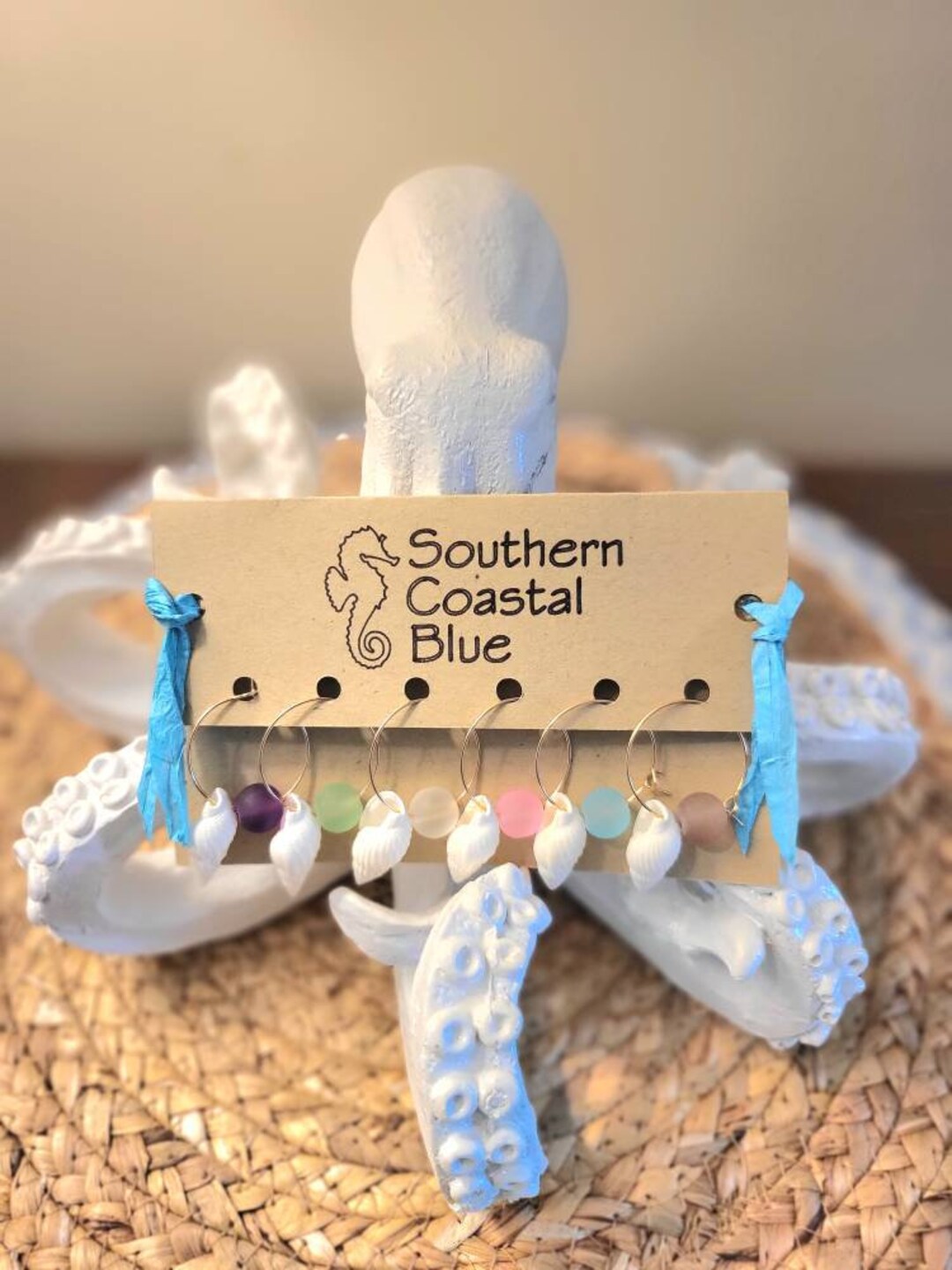 Coastal Seashell Wine Charms Etsy