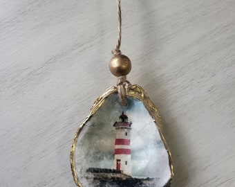 Lighthouse Seashell Ornament