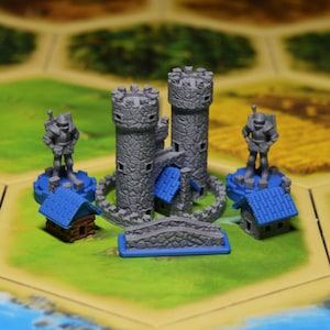 Custom 3d printed Settlers of Catan pieces with optional organizer tray (Unofficial)