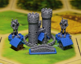 Custom 3d printed Settlers of Catan pieces with optional organizer tray (Unofficial)