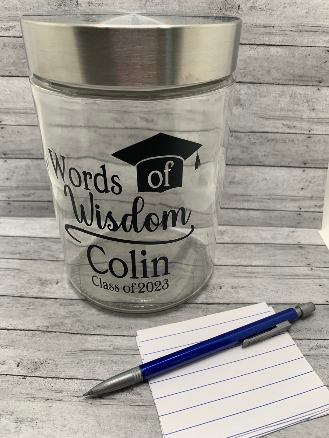 Personalized Words Of Wisdom Graduation Jar Party Decor Keepsake Personalized Words Of Wisdom Graduation Jar Party Decor Keepsake