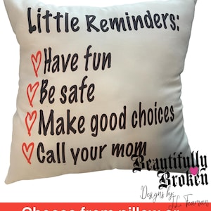 College Dorm Room Pillow from mom, Little reminders pillow for college teens, Call mom pillow, dorm decor pillow, be safe pillow case