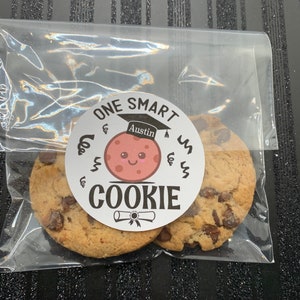 Graduation one smart cookie personalized stickers for envelopes, candy, bags. 4 sizes to choose from