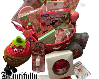 Miss You Berry Much College Care Package, Strawberry Themed Gift Basket, Positive and Motivational gift set, You are berry sweet, 28 items!