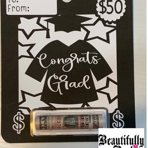 Graduation money card - fun/creative money holder graduation gift. Money not included. Available in 20, 50, 100, blank