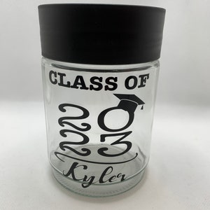 Personalized graduation gift jar - party decor, keepsake gift, centerpiece- class of 2025/2026- candy jar, money holder
