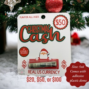 Christmas cash - fun/creative money holder Christmas gift. Money not included. Available in 20, 50, and 100 - money card