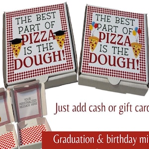 Personalized pizza box gift box -fun/creative money holder. Graduation money gift, pizza dough gift box, birthday gift box, mini pizza box,