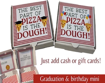 Personalized pizza box gift box -fun/creative money holder. Graduation money gift, pizza dough gift box, birthday gift box, mini pizza box,