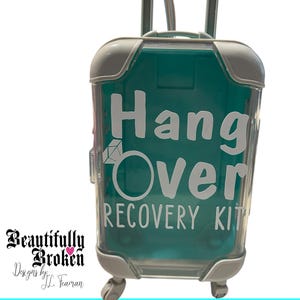 Hang Over Recovery Kit mini roller suitcase, hangover survival kit, girls trip goodie bag, personalized luggage tag, Bridal party gifts