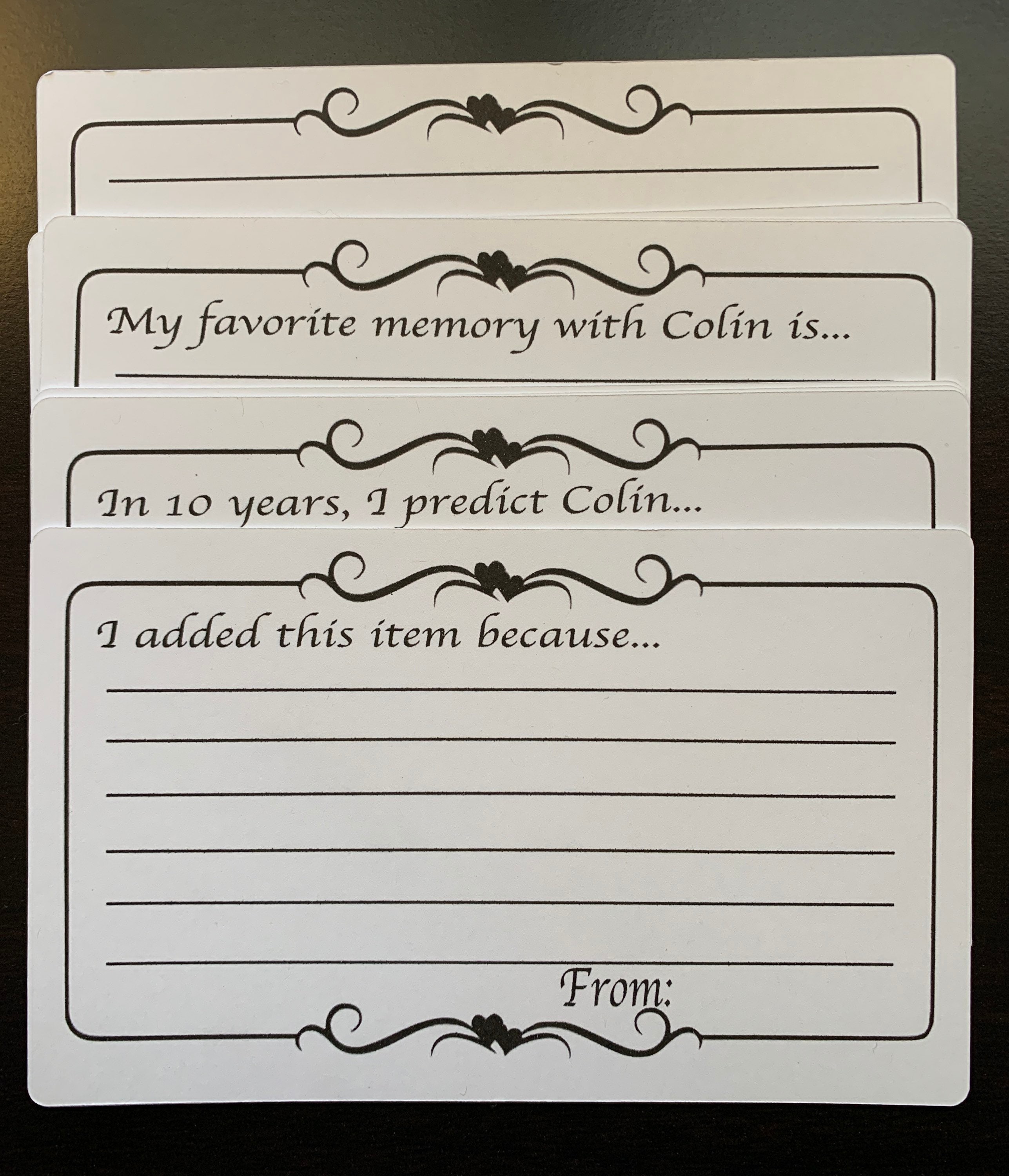 Graduation Time Capsule Memory Cards - for Graduation Party and