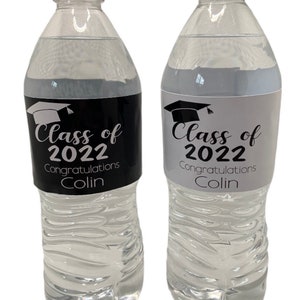 Personalized graduation party water bottle labels - class of 2025/2026- two colors to choose from