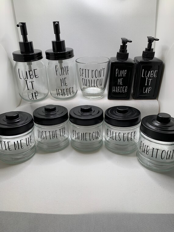 Funny Naughty Glass Bathroom Storage Jars and Set Just the -  Sweden