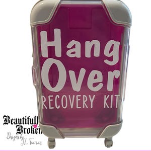 Hang Over Recovery Kit mini roller suitcase, hangover survival kit, girls trip goodie bag, personalized luggage tag, Bridal party gifts