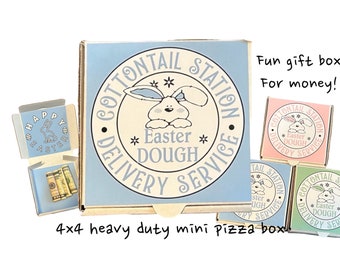 Easter money mini pizza box, Easter Dough, Cottontail Station Delivery, fun/creative money holder Easter gift. Money not included.