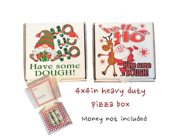 Ho, ho, ho, have some dough - fun/creative money holder gift.  Money not included. Christmas money gift, Santa, gnome, pizza box, money card