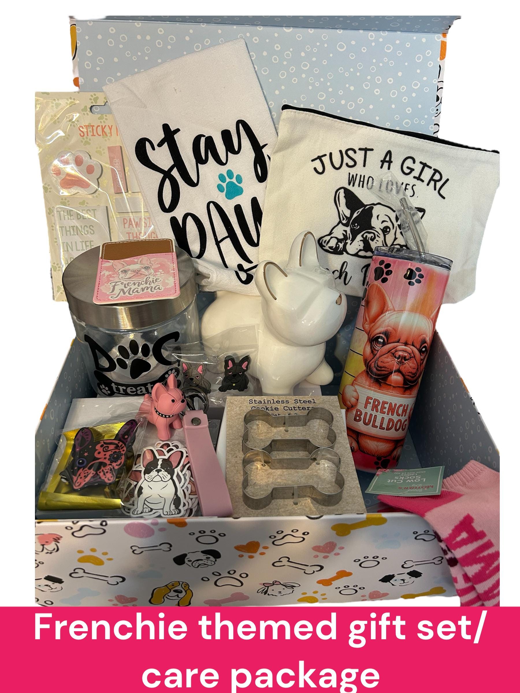 New French Bulldog giftset French Bulldog Cute Puppy Silver Flask Wood Box Gift Set | eBay main image 3