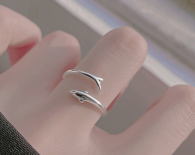 Cute minimalist  Ring, 925 Silver Ring, Stackable Adjustable Open Ring Band, Statement Thick Ring Women, boho Jewelry, Genuine silver
