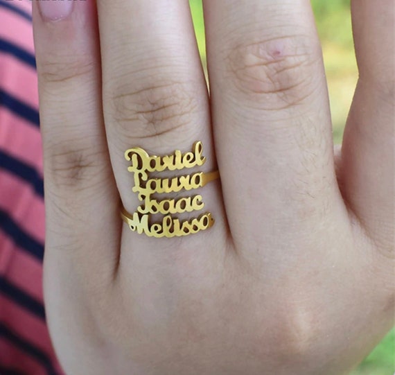 Custom Double Finger Nameplate Rings | SNASH JEWELRY