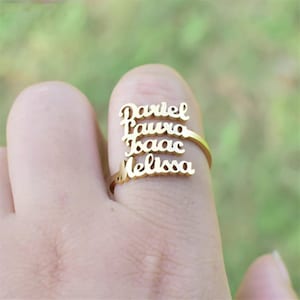 Multiple Name Ring Custom Three Four Name Rings Personalized Baby Names Couples Names on Ring New Mom Gift Mother Daughter Family Ring