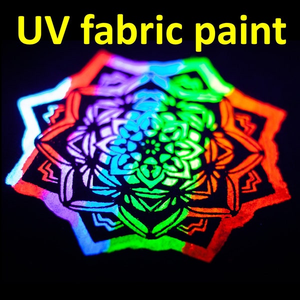 Peinture textile UV, peinture fluorescente réactive à la lumière noire. Lavable