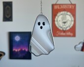 Wispy white clear stained glass ghost stained glass ghost Halloween decor Halloween stained glass ghost decor sun catcher