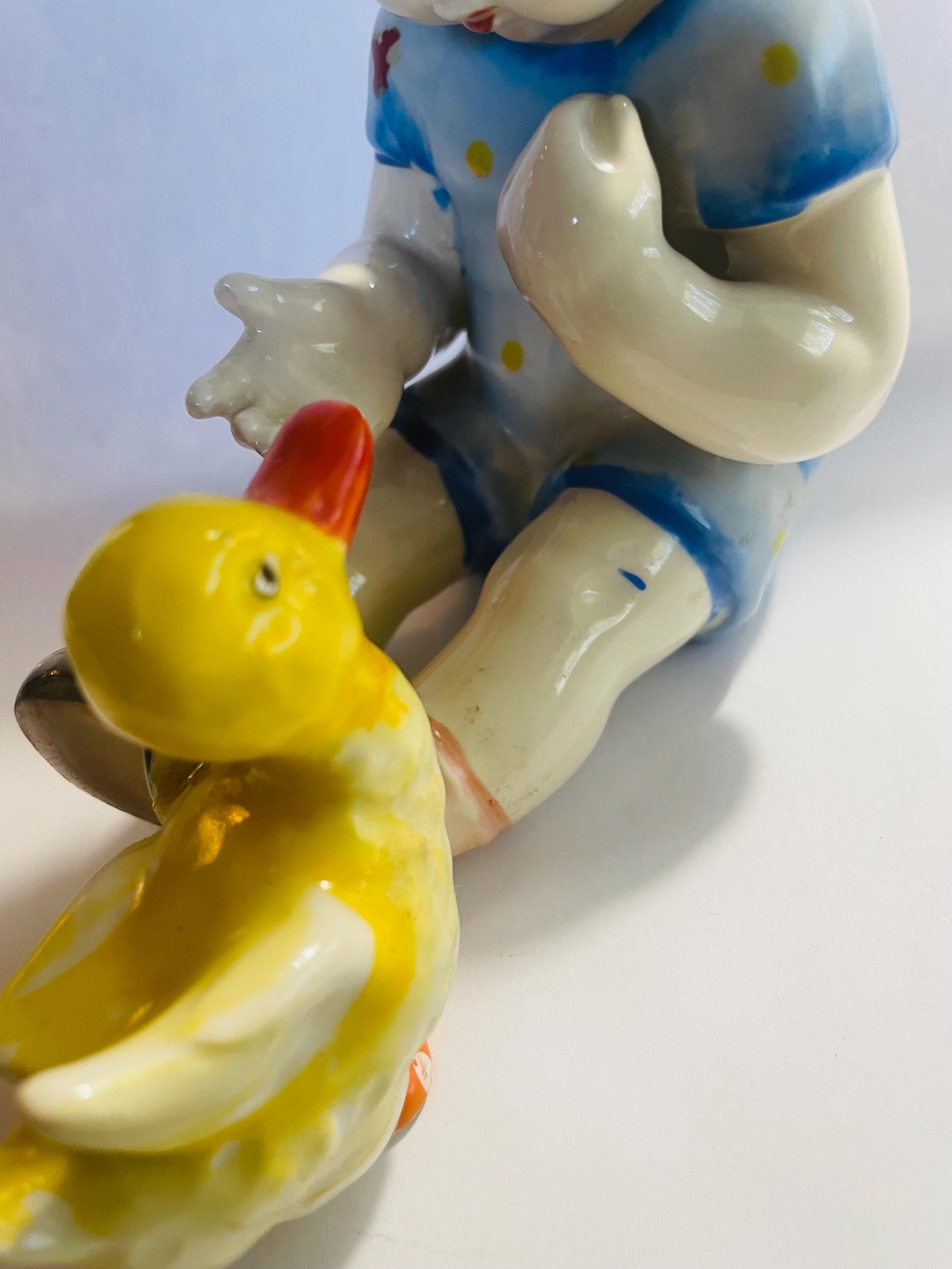 Vintage (1950s) Boy With Duck Ceramic Figure (made in Japan