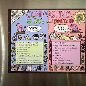 Composting Made Easy | 5&quot;x4&quot; Fridge Magnet with QR Code for Detailed Guide