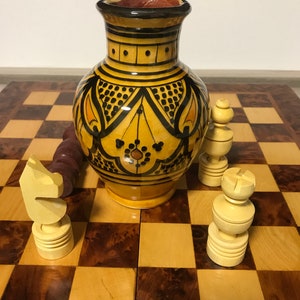 Vase Handmade Yellow with Figures