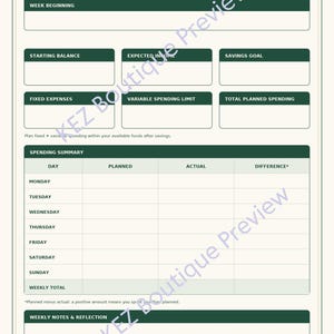 Weekly Budget Planner Printable PDF, 9-page Daily Expense Tracker ...