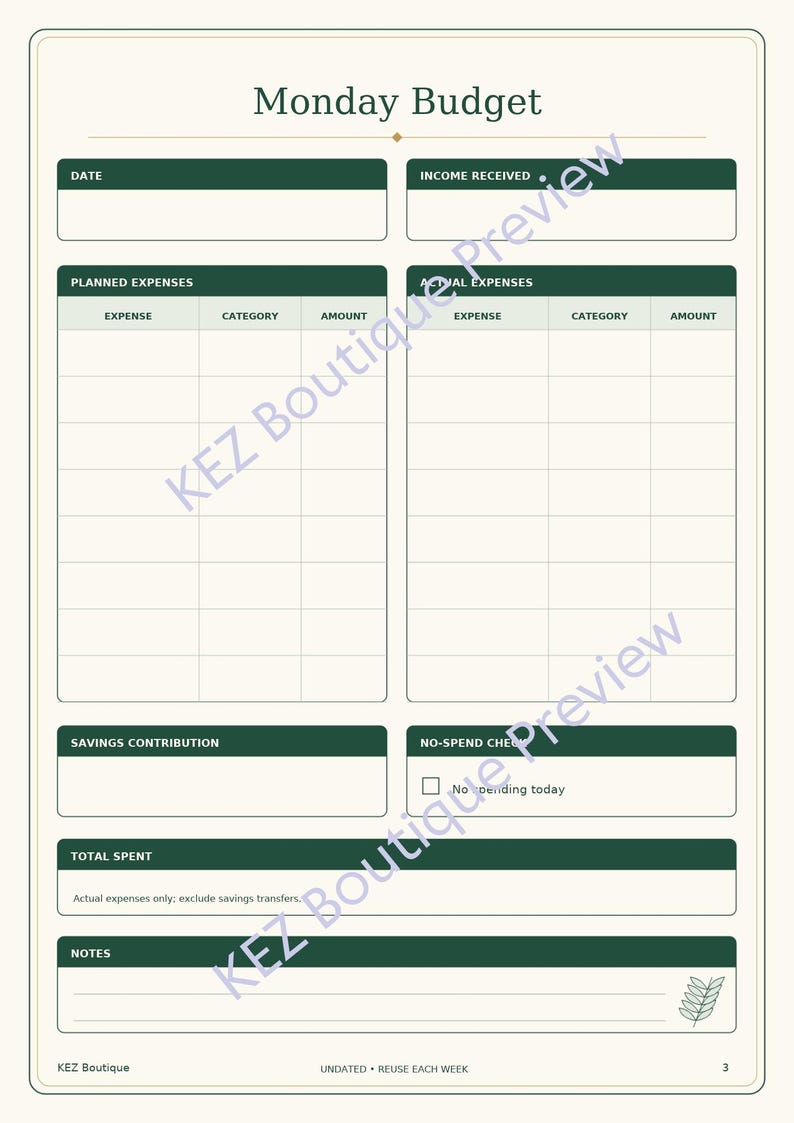 Weekly Budget Planner Printable PDF, 9-page Daily Expense Tracker ...