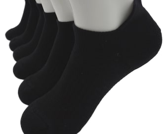 3/6 Pair Men’s Black Compression Performance Cotton Socks, Breathable, Quick Dry, Sweat Absorbing, Anti-Slip Heel, Ankle Socks